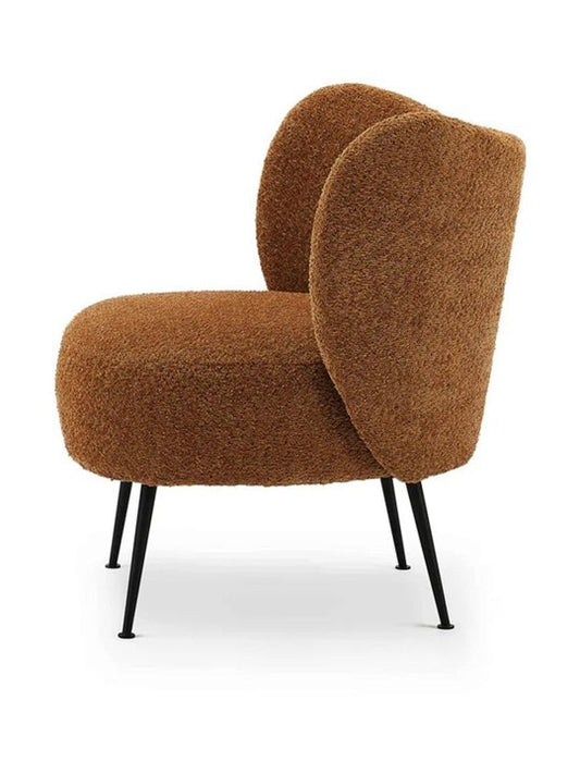 Luxury Brown Bouclé Wingback Accent Chair – Modern Upholstered Lounge Chair