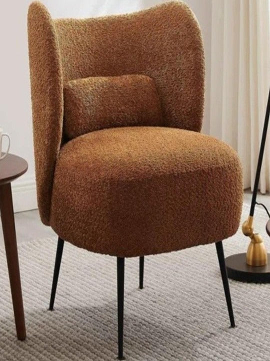 Luxury Brown Bouclé Wingback Accent Chair – Modern Upholstered Lounge Chair