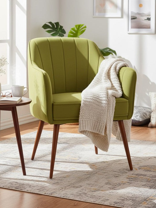 Modern Green Accent Armchair – Upholstered Single Sofa Chair for Living Room & Bedroom