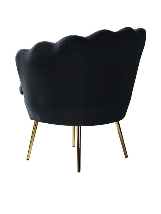 Luxury Black Velvet Shell Accent Chair – Modern Upholstered Chair with Gold Legs