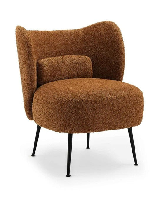 Luxury Brown Bouclé Wingback Accent Chair – Modern Upholstered Lounge Chair