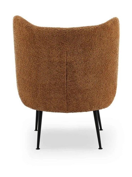 Luxury Brown Bouclé Wingback Accent Chair – Modern Upholstered Lounge Chair